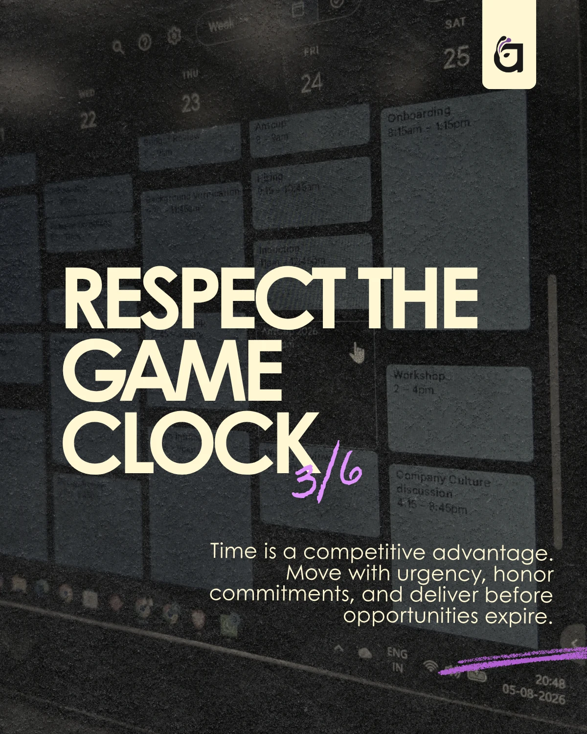 AntBox culture: Respect the Game Clock.